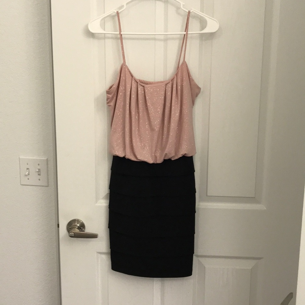 Pink and black mini dress